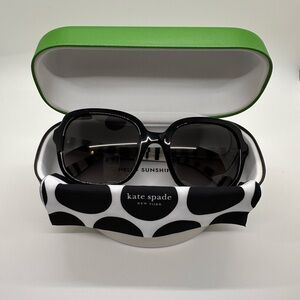 Kate Spade Babbette Black Sunglasses with Green Case and Polka Dot Cloth